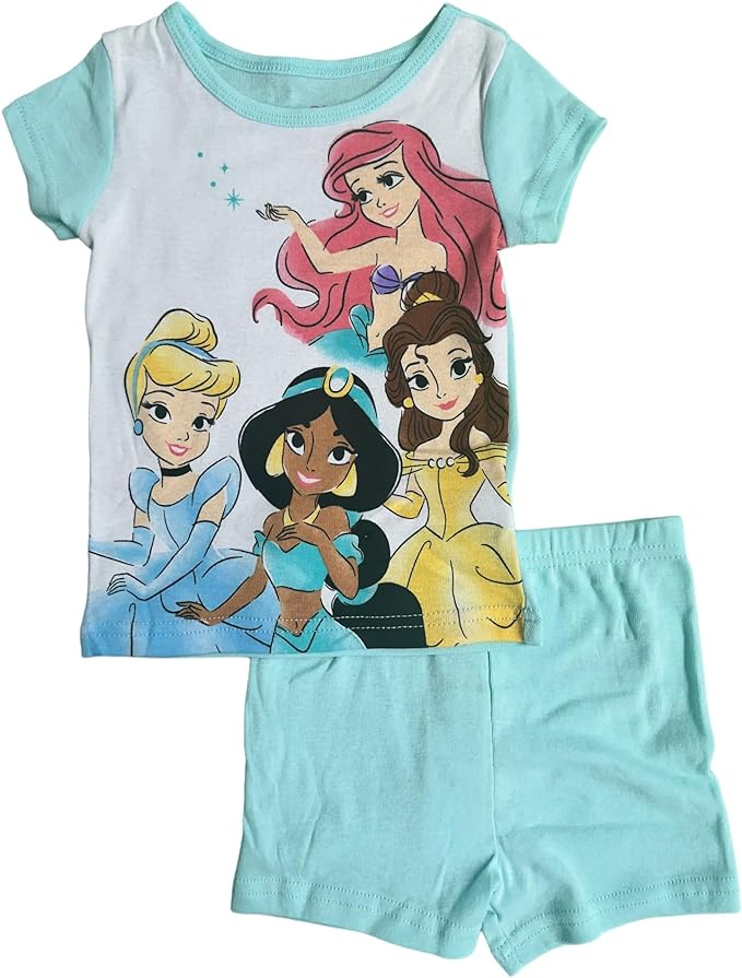 Disney Girls' 4-Piece Cotton Pajama Set - Multi Princess