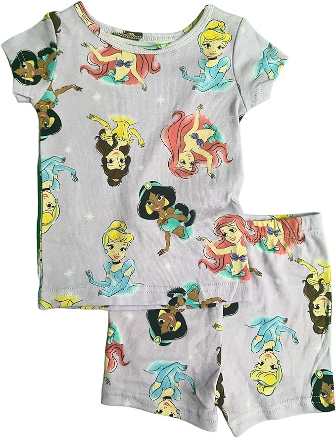 Disney Girls' 4-Piece Cotton Pajama Set - Multi Princess