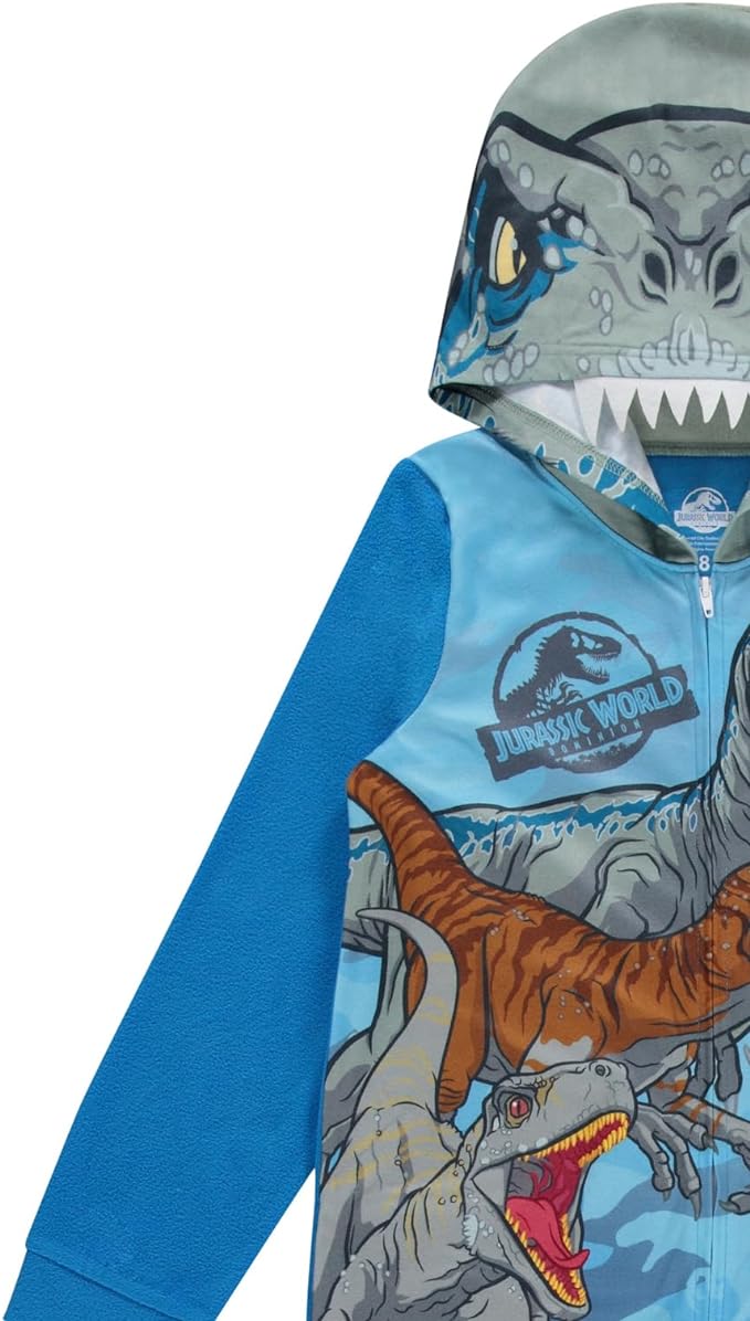 Jurassic World Boys' Hooded Pajama Onesie - Blue