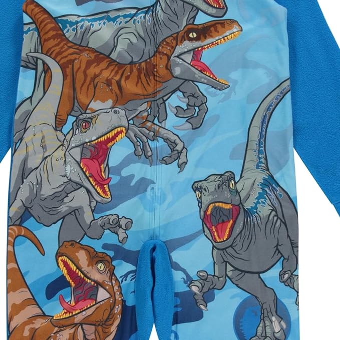 Jurassic World Boys' Hooded Pajama Onesie - Blue