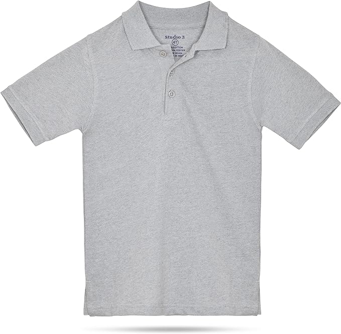 Boy’s 4-Pack Pique Polo Shirts School Uniform - Heather Gray