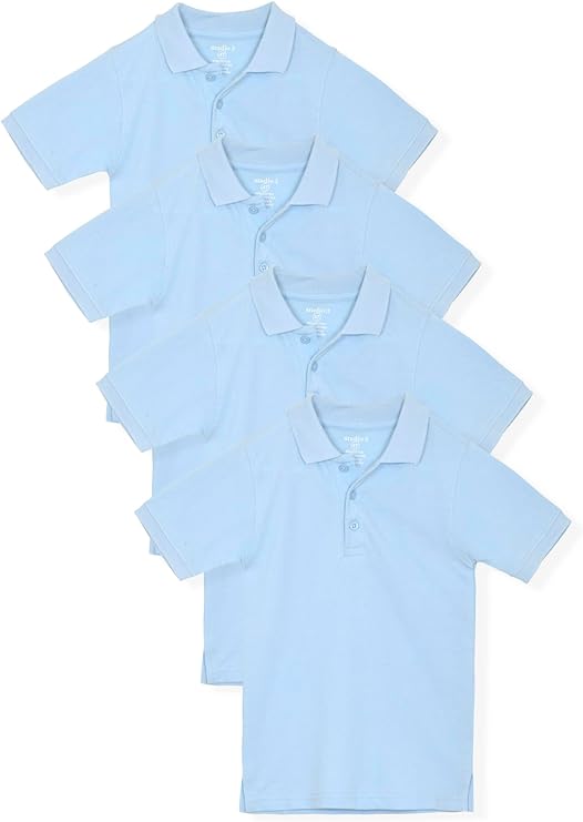 Boy’s 4-Pack Pique Polo Shirts School Uniform - Light Blue