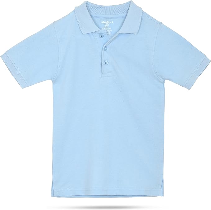 Boy’s 4-Pack Pique Polo Shirts School Uniform - Light Blue