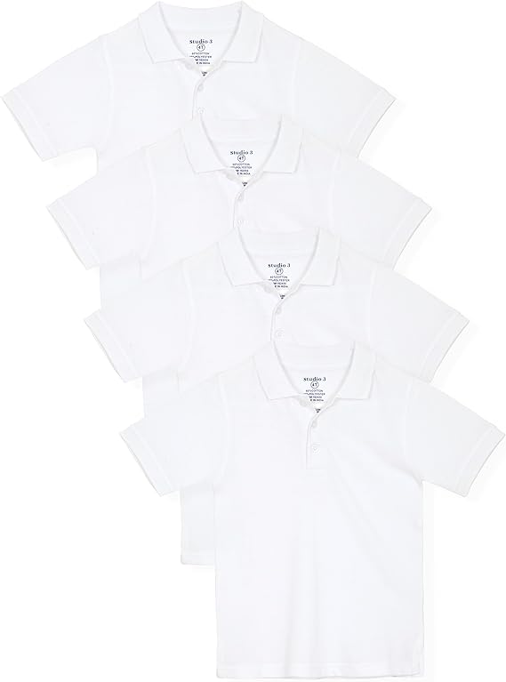 Boy’s 4-Pack Pique Polo Shirts School Uniform - White