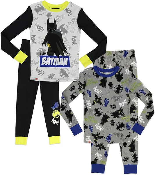 LEGO Batman Movie Boys' 4-Piece Pajama Set - Black/Grey