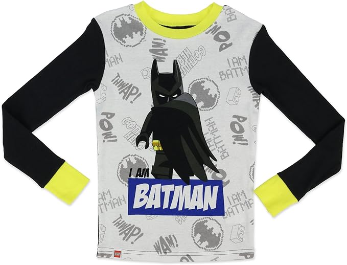 LEGO Batman Movie Boys' 4-Piece Pajama Set - Black/Grey