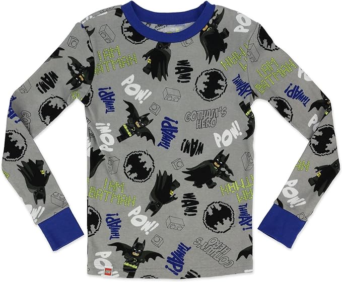 LEGO Batman Movie Boys' 4-Piece Pajama Set - Black/Grey