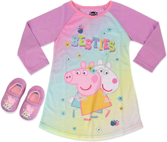 Peppa Pig Girls' Nightshirt and Slippers Set - Purple