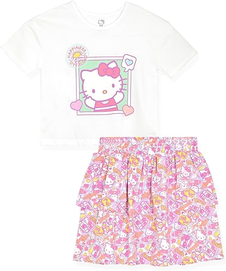 Hello Kitty Girls 2-Piece T-Shirt & Skirt Set - Multi Color