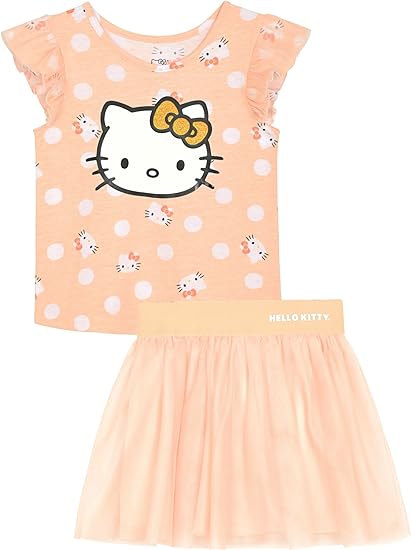 Hello Kitty Girls 2-Piece T-Shirt & Skirt Set - Peach