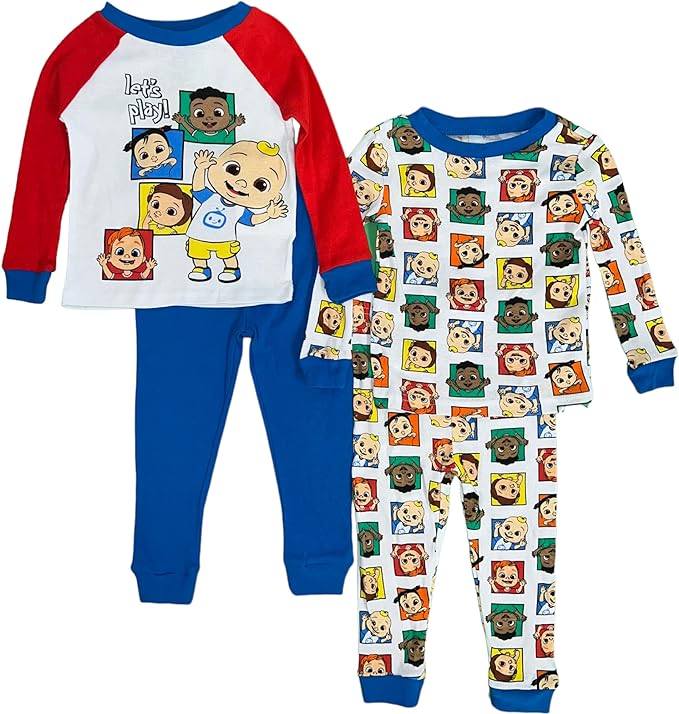 CoComelon Boys' 4-Piece Cotton Pajama Set - Let's Play