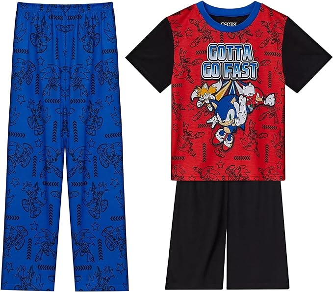 Sonic the Hedgehog Boys' 3-Piece Pajama Set - Blue