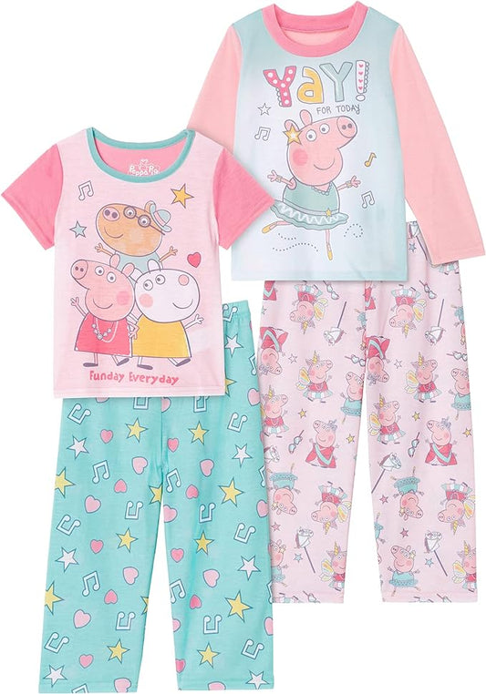 Peppa Pig Girls' 4-Piece Pajama Set - Funday Everyday