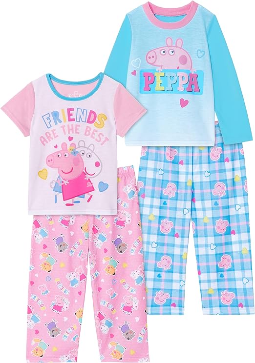 Peppa Pig Girls' 4-Piece Pajama Set - Friends are the Best