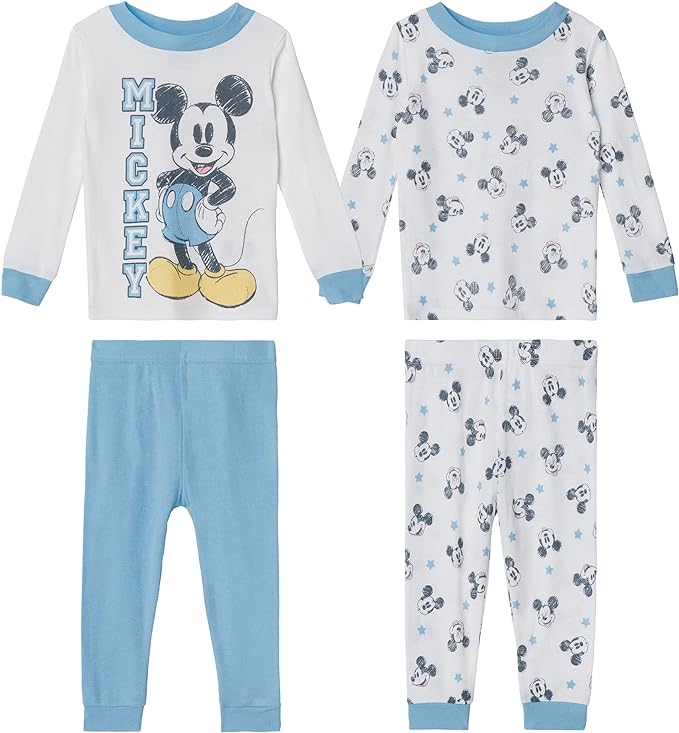 Disney Baby Boys' 4-Piece Cotton Pajama Set - Mickey Blue Star