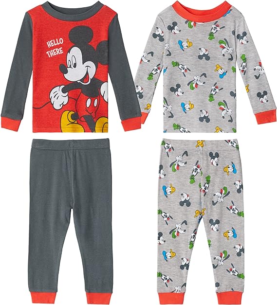 Disney Baby Boys' 4-Piece Cotton Pajama Set- Hello There