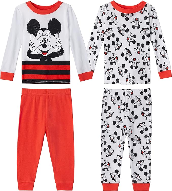 Disney Baby Boys' 4-Piece Cotton Pajama Set - Peek-a-Boo