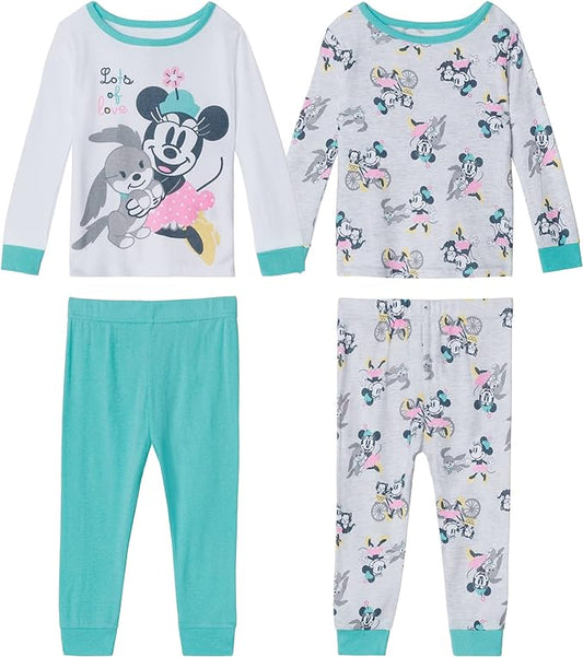 Disney Baby Girls' 4-Piece Cotton Pajama Set - Lots of Love