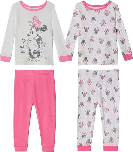 Disney Baby Girls' 4-Piece Cotton Pajama Set - Minnie Bow