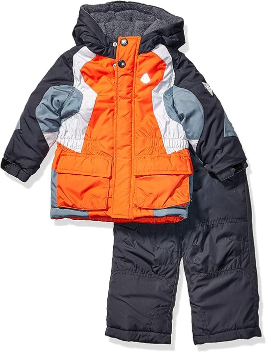 LONDON FOG Baby Boys' 2-Piece Snow Pant & Jacket Snowsuit - Orange