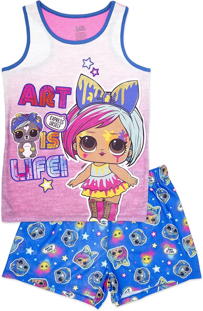 L.O.L. Surprise! Girls 2 Piece Pajama Set - Pink Blue