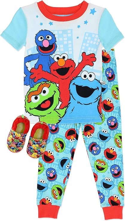 Sesame Street 2-Piece Pajama Set with Slippers - Turquoise