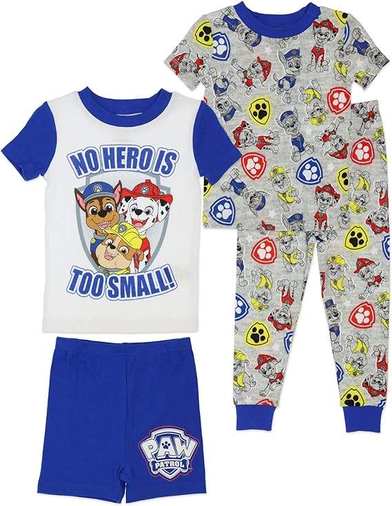 Paw Patrol Boys' 4-Piece Pajama Set - Grey Print