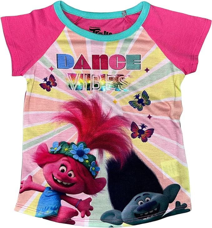 Trolls Crewneck Short Sleeve Top and Pajama Set for Girls - Dance Vibes