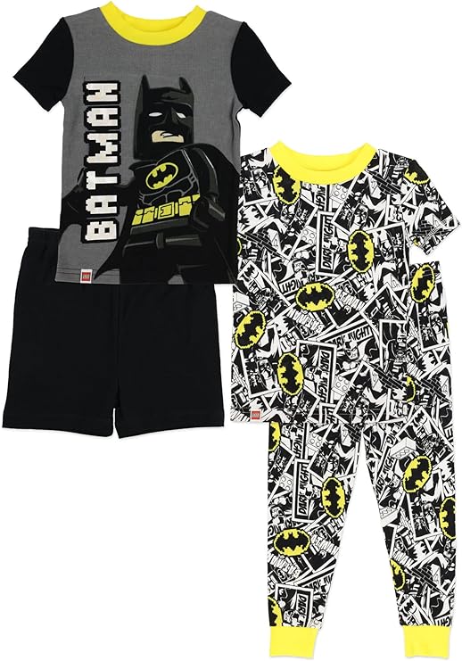 LEGO Batman Movie Boys' Four-Piece Pajama Set - Black/Yellow