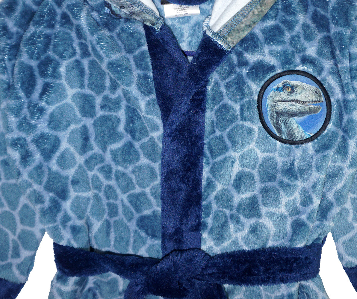 Jurassic World Dinosaur Boys Blue Raptor Fleece Robe