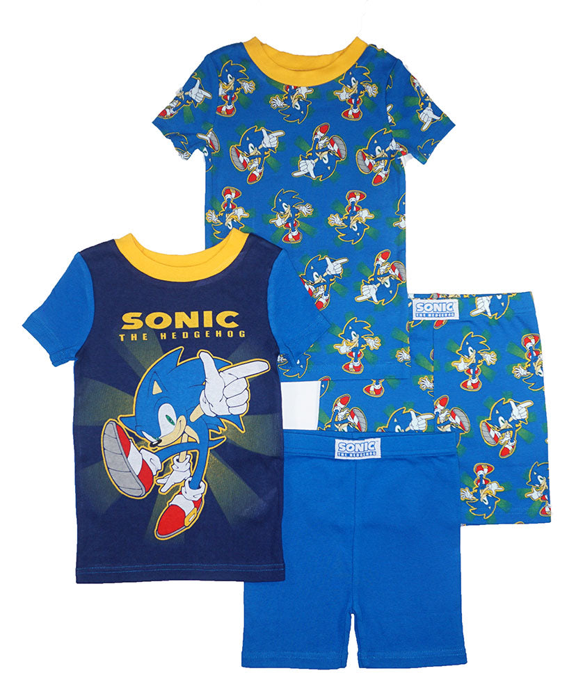 Sonic The Hedgehog Boys' 4 Piece S/S Cotton Pajama Set