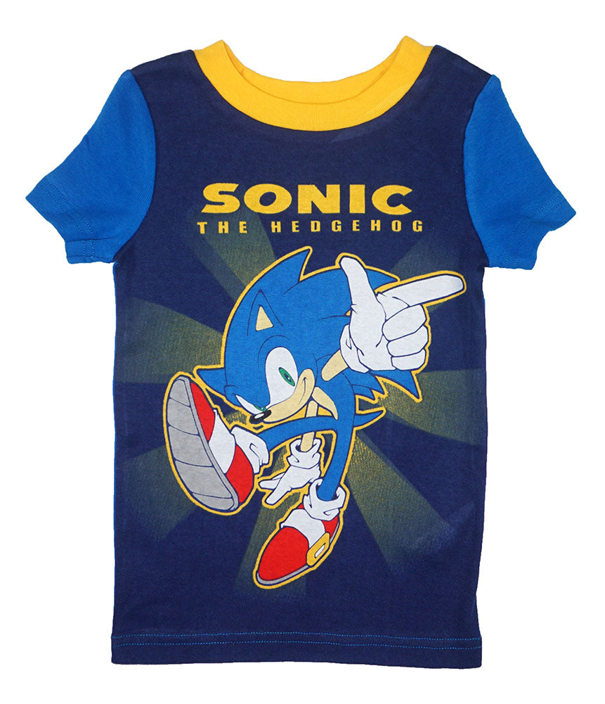 Sonic The Hedgehog Boys' 4 Piece S/S Cotton Pajama Set