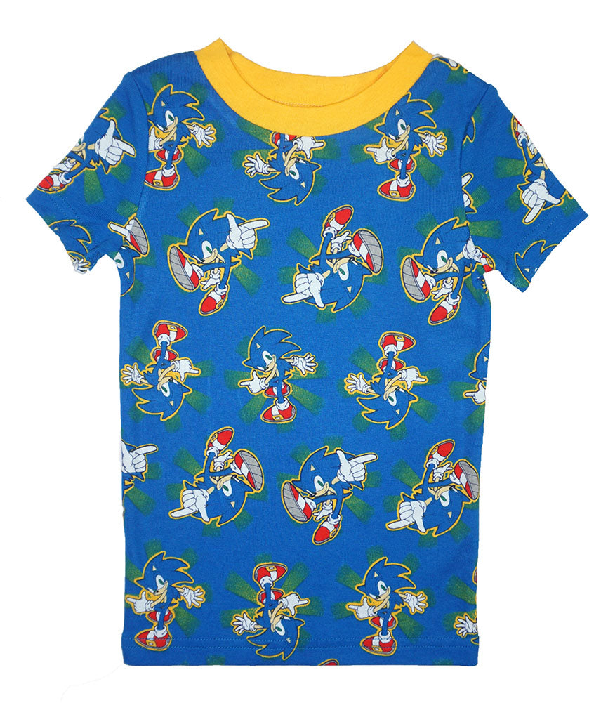 Sonic The Hedgehog Boys' 4 Piece S/S Cotton Pajama Set