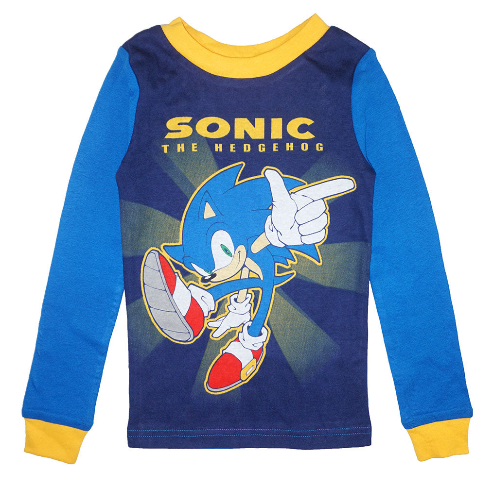 Sonic The Hedgehog Boys' 4 Piece L/S Cotton Pajama