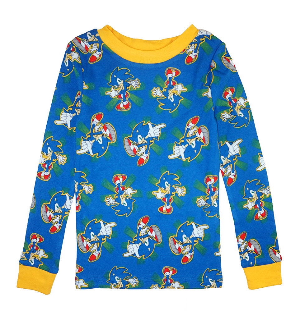 Sonic The Hedgehog Boys' 4 Piece L/S Cotton Pajama